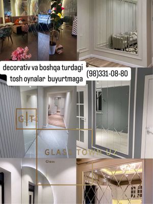 Rombik oyna Arzon narxda sifatli o'lchab o'rnatib berish bepul