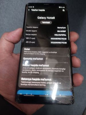 Galaxy note 8 ekran yarmi singan