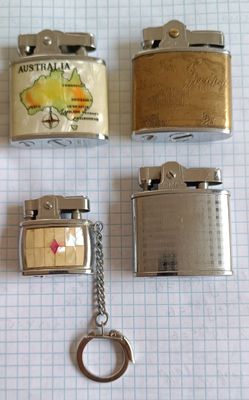Старинные Зажигалки 4 шт бензиновые Швейцария Япония ,редкость