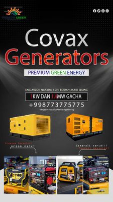 COVAX Generatorlari 1 KW dan 1MW gacha