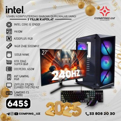 i5 12400F/16(2x8) 3200MHz /512Gb /RTX2060Super 8Gb /Ziffler 27" 240Hz