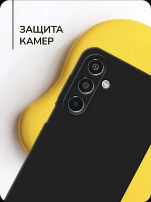 Матовый силиконовый чехол на Samsung Galaxy M35 с защитой камеры, чёр.