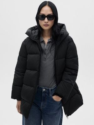 Куртка зимняя с капюшоном MANGO oversize