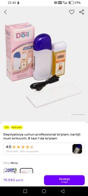 Depilyatsiya uchun aparat vosk va qogʼozi