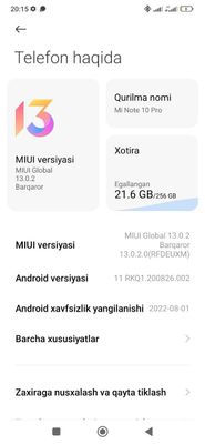 Xiaomi MI Note 10 Pro 8 Ram 256Gb