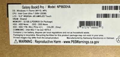 Samsung Galaxy Book5 Pro 16" (USA)