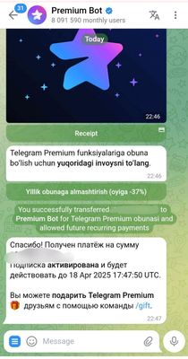 Arzon narxda Telegram premium olib berish xizmati