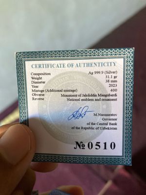 Kolleksion tanga 50.000 so’m 31.1 gr sof kumush