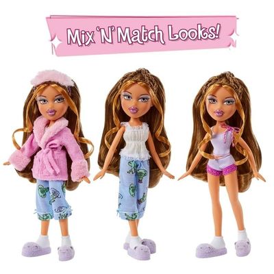 Модная кукла Ясмин для пижамной вечеринки Bratz с 2 комплектами пижам,