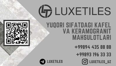 Kafel va Keramogranit mahsulotlari (30x60, 60x60, 60x120 o'lchamlarda)