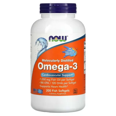 Рыбий жир 1000мг Omega-3, 180 EPA /120 DHA, 200 шт из рыбьего желатин