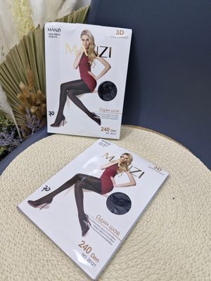 Капроновые колготки больших размеров, 240 den, черные, размер 48-50