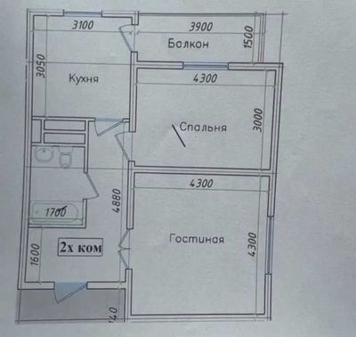 Продается 2-х комнат. 60м2 7 этаж КОРОБКА Кадастр + Баку Коча С.Вокзал