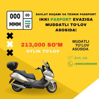 Skuter va Mopedlar uchun Davlat raqami olish