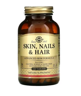 Solgar skin nail nail кожа, ногти и волосы, с МСМ, 120 таб