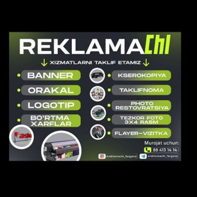 Banner, orakal, setkali orakal, taklifnoma, vizitka, flayer optom rekl