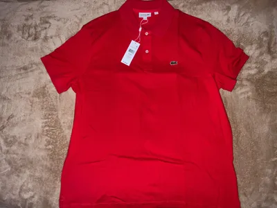 Поло Lacoste красного цвета, размер XXXL.