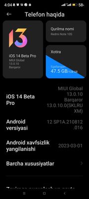 Redmi bor 10s xotira 128gb