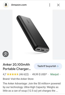 Power bank ishlashi chotki 100% garantiyasi bor