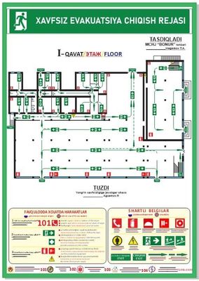 По заказ План эвакуации. Buyurtma asosida evakuatsiya chizmasi