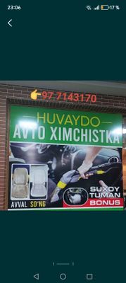 Sifatli avto ximchistka xizmatlarini taklif qilaman.