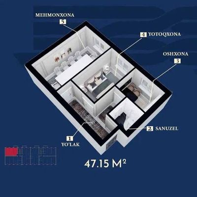 Актуально + Выгодно 2-х комнат квартира на 2 Этаже 47м2 + ЕВРОРЕМОНТ