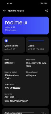 Realme 8 5G holati yaxshi
