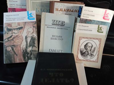 Н.А. Некрасов, Л.Н. толстой, И.А Крылов, А. Блок. Школьная библиотека