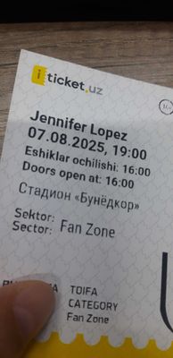 Фанзона Женифер Лопез концертига билет