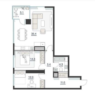 Срочно продается 3х ком квартира в ЖК "Nest one" Вид на парк 87м2