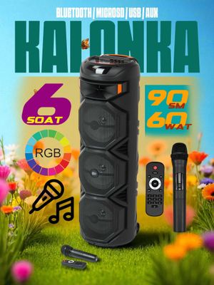 Караоке колонка bluetooth ZQS8302, с беспроводным микрофоном, 80 см