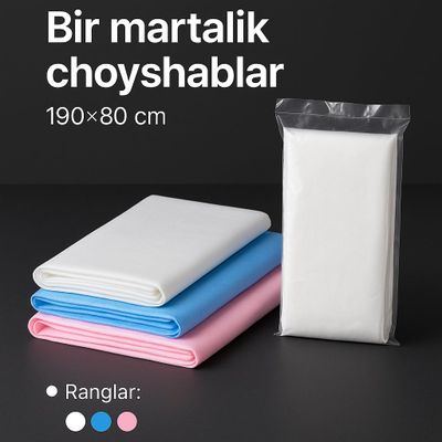 Bir martalik choyshablar 190×80 sm — spa, massaj, klinika, kosmetologi