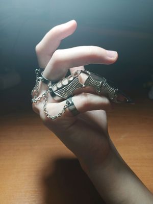 Кольцо коготь и кольца на все пальцы с цепочкой