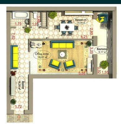 Srochna 1 xonali 70m²