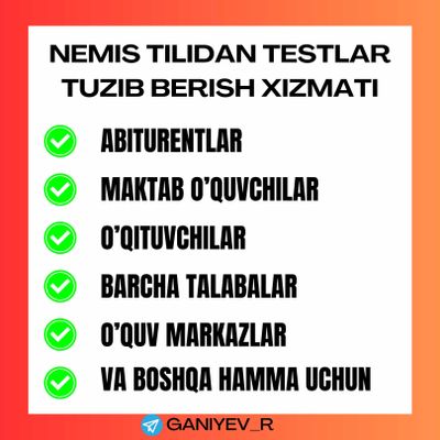 Nemis tilidan test tuzib berish xizmati