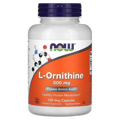 NOW Foods, L-Ornithine, L-орнитин, 500 мг, 120 вегетарианских капсул