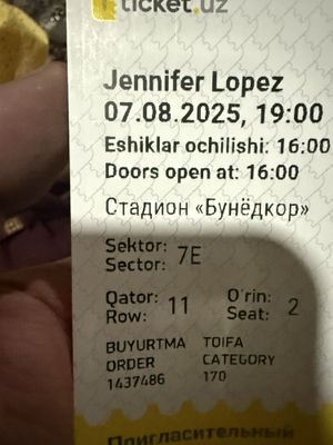 Билет на концерт Jenefer lopez