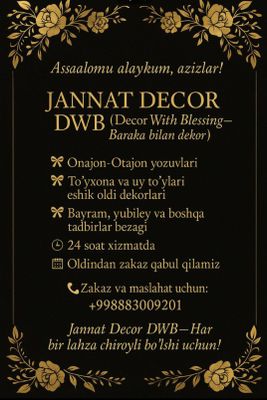 Dekorasiya Buxoro 400 000