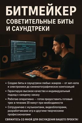 Профессиональный битмейкер | Создание треков и саундтреков | Быстро