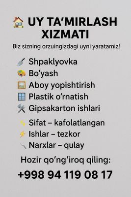 Malyar ishlarini qilamiz