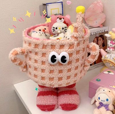 Очаровательная корзинка-игрушка в виде милой чашечки с глазками