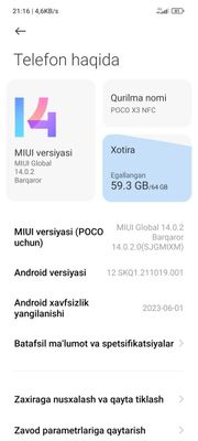 Poco x3 nfs 64gb zaryadchigi bor