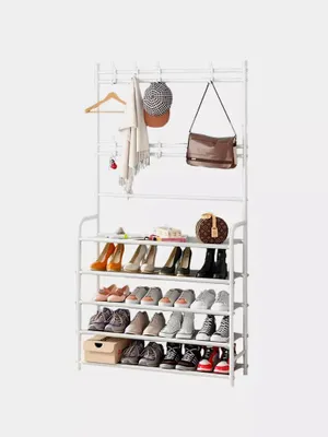 Pol kiyim ilgichi va poyabzal uchun 5 qavatli ochiq tokcha, 80x29x172 sm