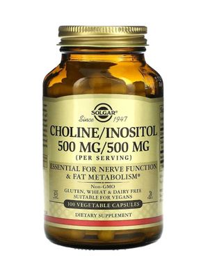 Solgar choline inositol. Холин инозитол 500мг 100 капсул