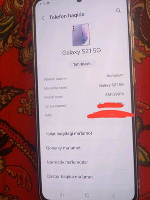 samsung 21 5G holati chotki