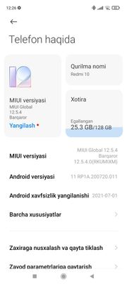 Redmi 10 128gb karabkasi bor.
