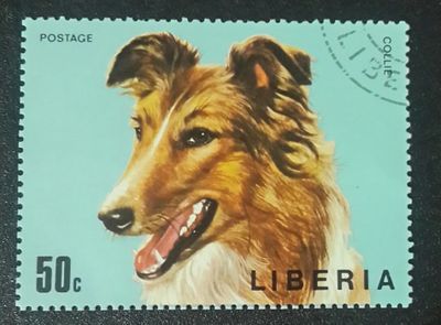 марка postage Liberia "collie"