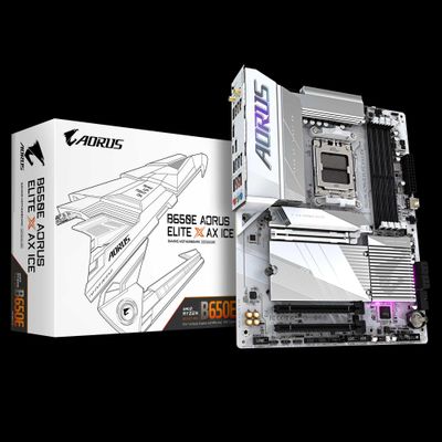 Белая материнская плата от GIGABYTE - B650E AORUS ELITE X AX ICE DDR5