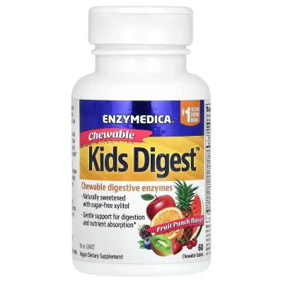 Enzymedica, Kids Digest, Жевательные ферменты для детей 60 таблеток