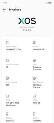 Telafon Infinix HOT 12 play